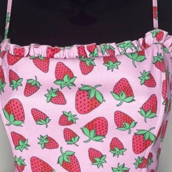 Dolls Kill × Sugar Thrillz Pink Strawberry Corset Tank Top (M) - Picture 3 of 8